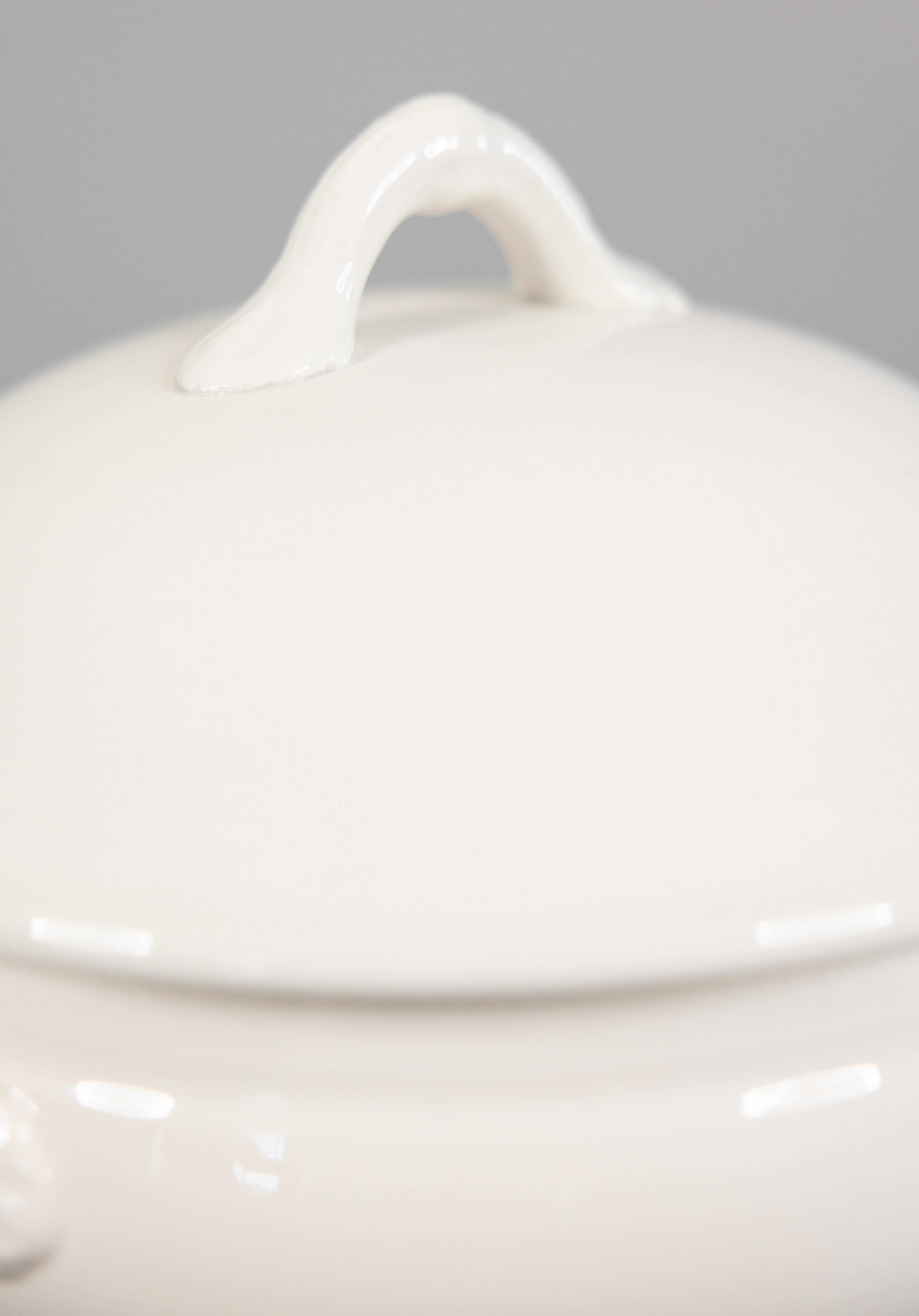 Early 20th Century Antique Belgian White Ironstone Lidded Soup Tureen, circa 1900