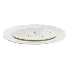 Antique Belgian White Ironstone Platter with Drain Plate