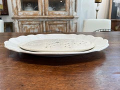 Antique Belgian White Ironstone Platter with Drain Plate