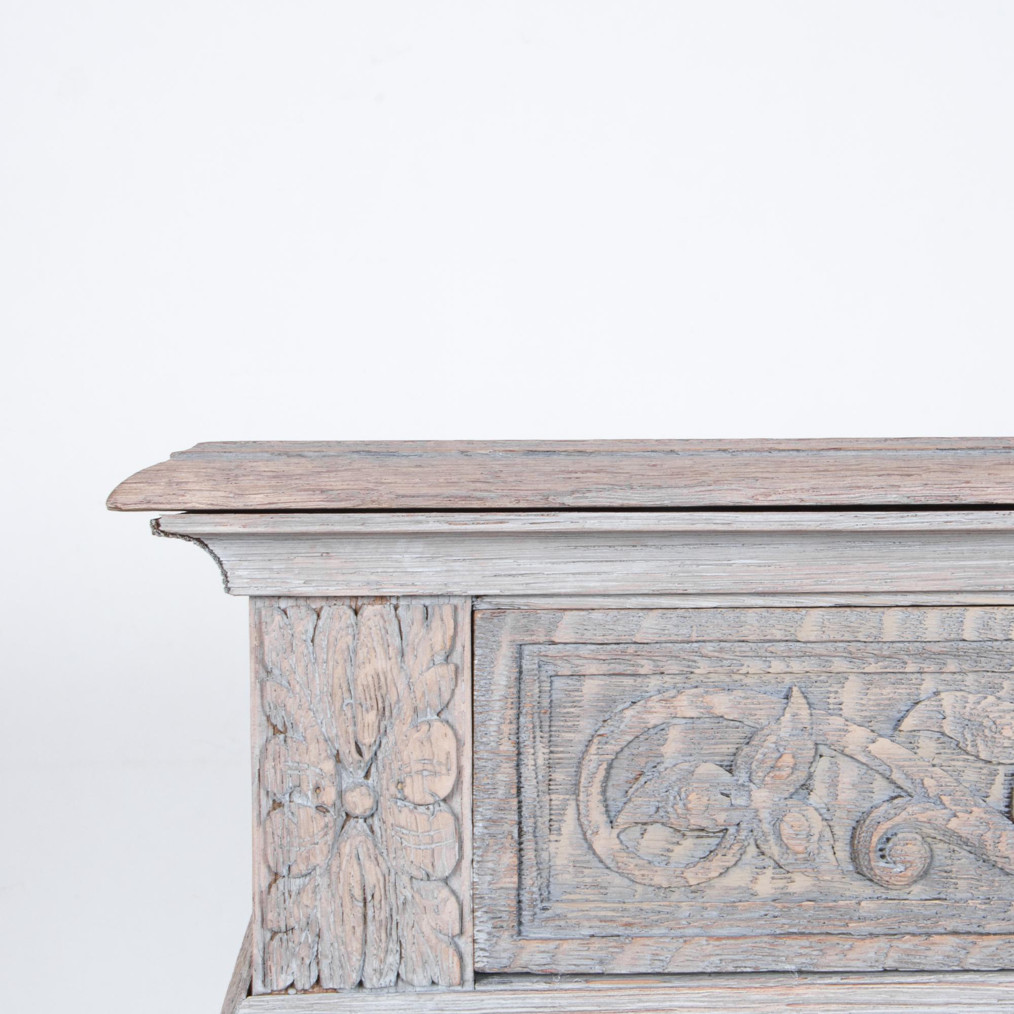 Antique Belgian Whitewashed Console Table In Good Condition In High Point, NC