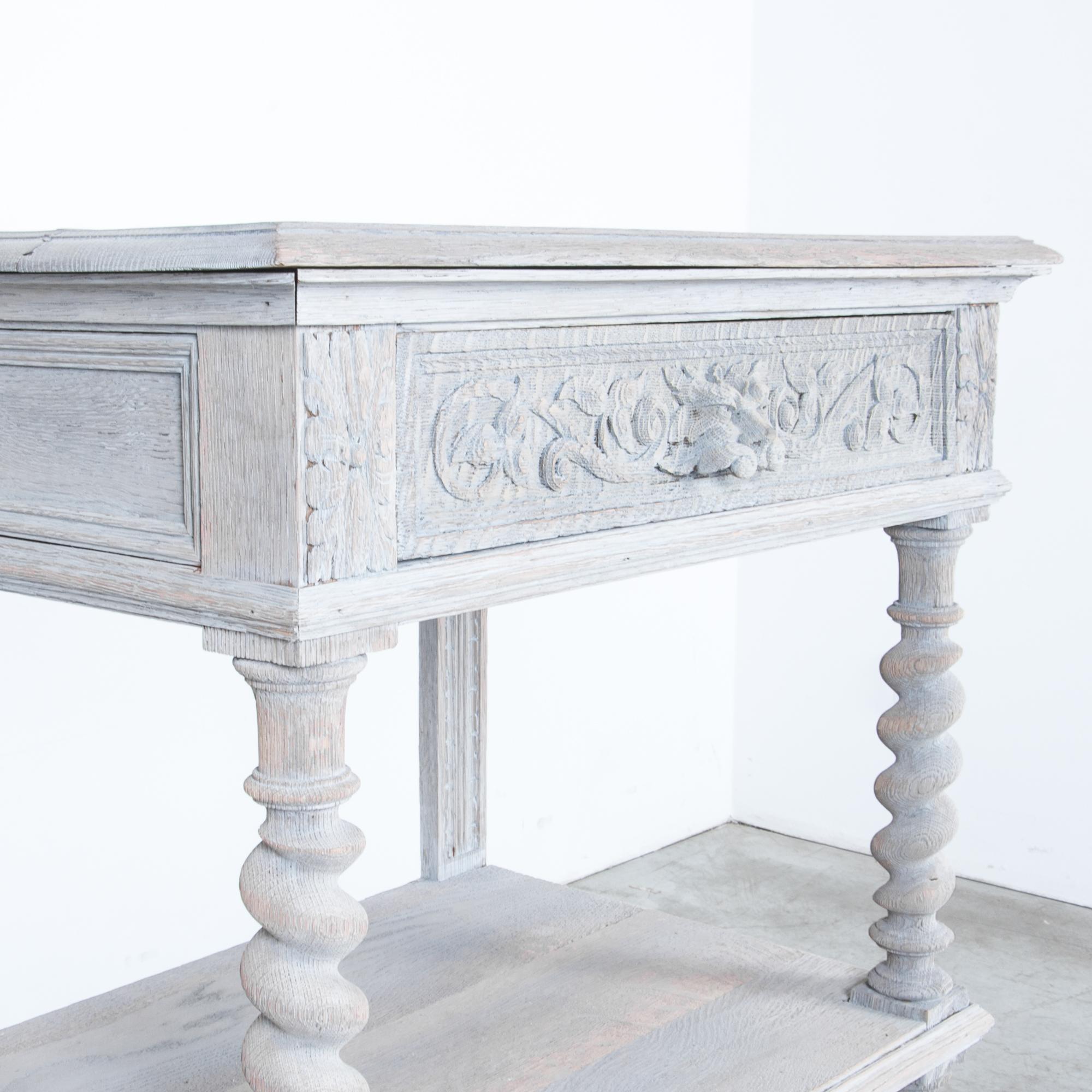 Early 20th Century Antique Belgian Whitewashed Console Table