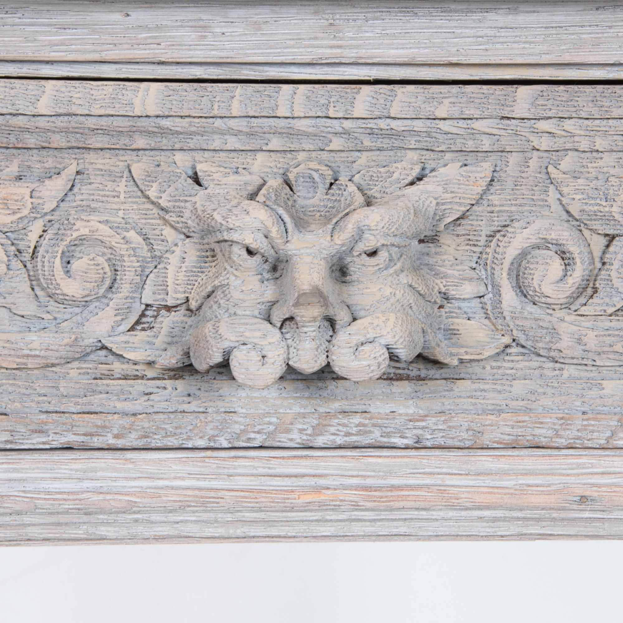 Antique Belgian Whitewashed Console Table 1