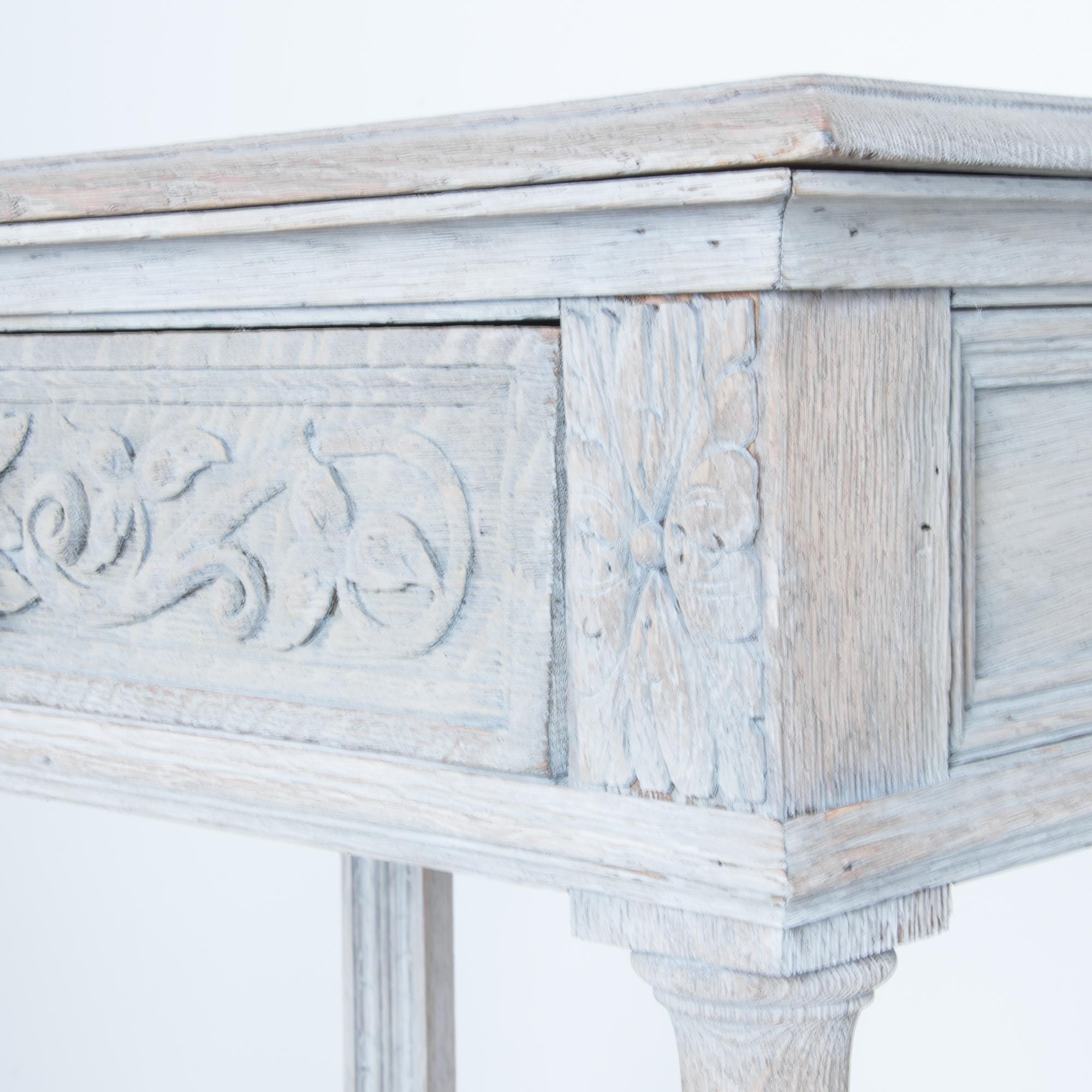 Antique Belgian Whitewashed Console Table 2