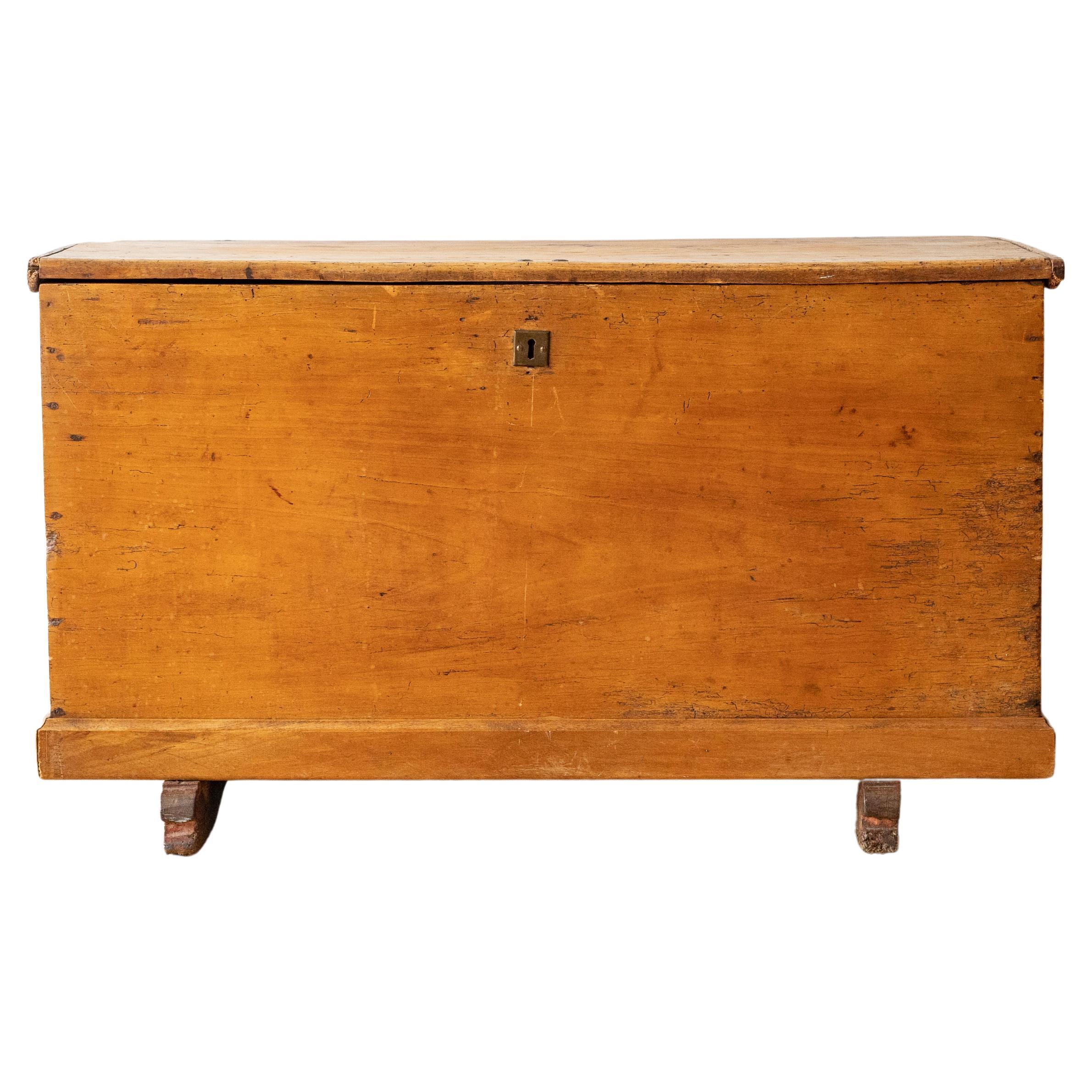 Antique Belgian Wood Blanket Chest For Sale at 1stDibs