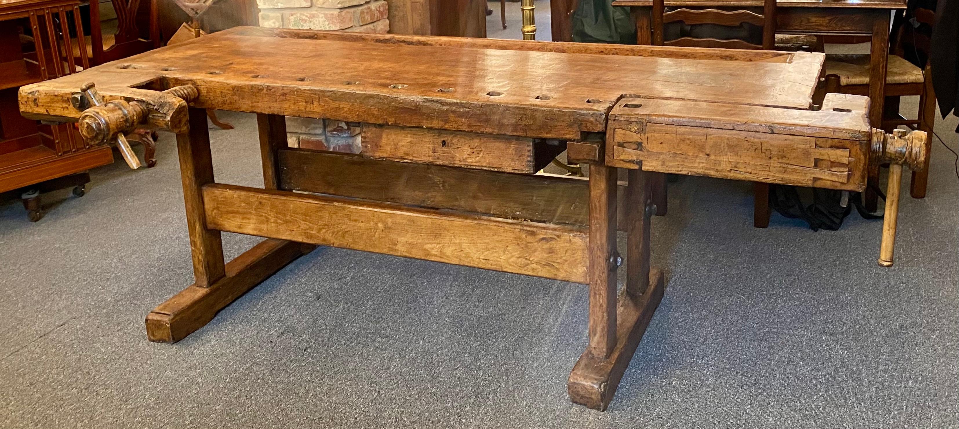antique workbench with drawers