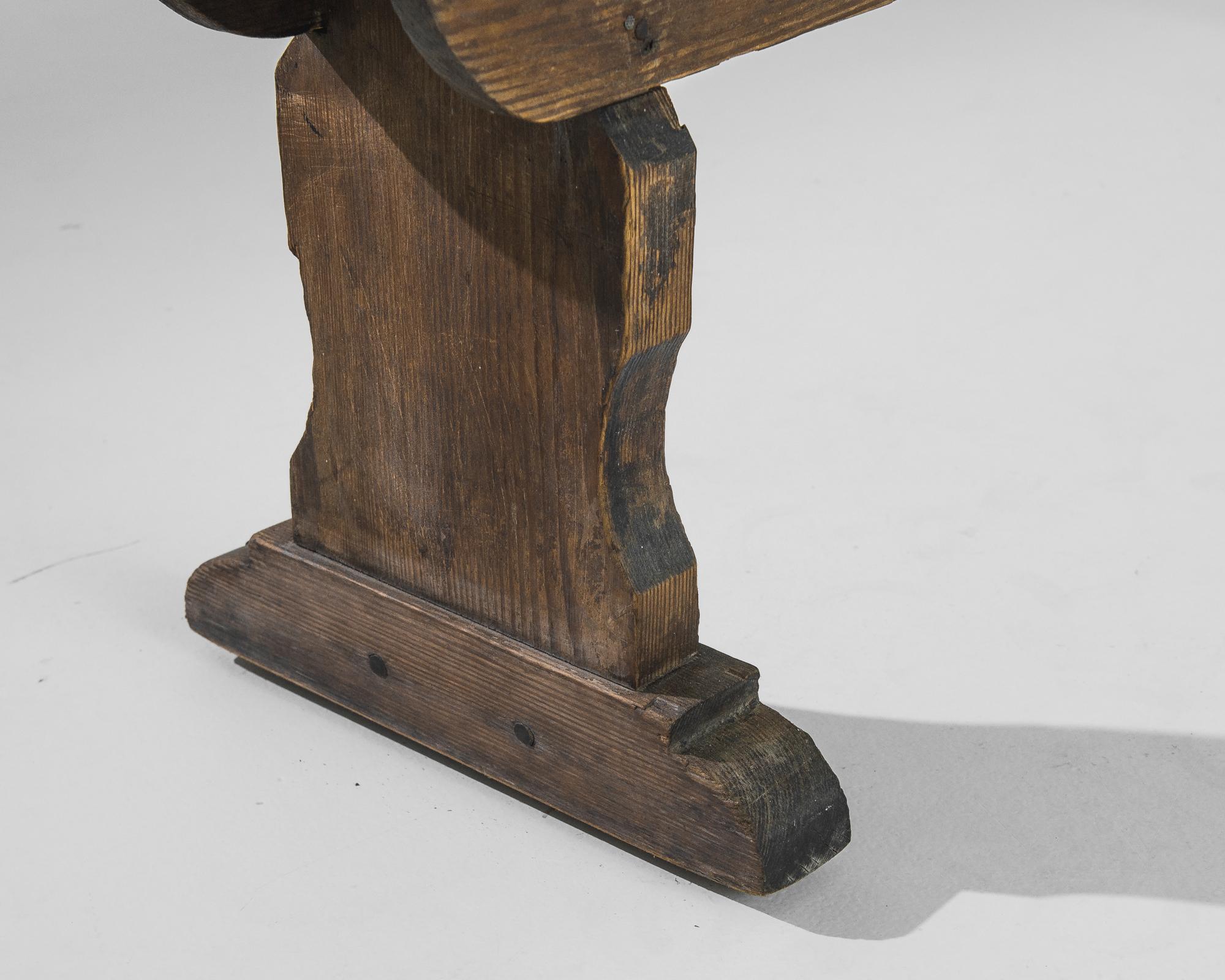 Early 20th Century Antique Belgian Wooden Bench