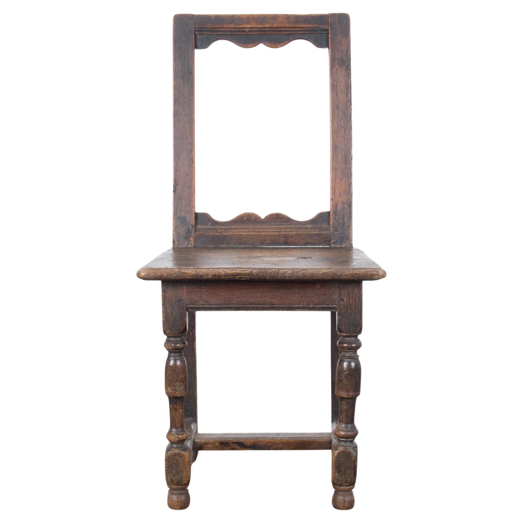 Antique Belgian Wooden Chair For Sale