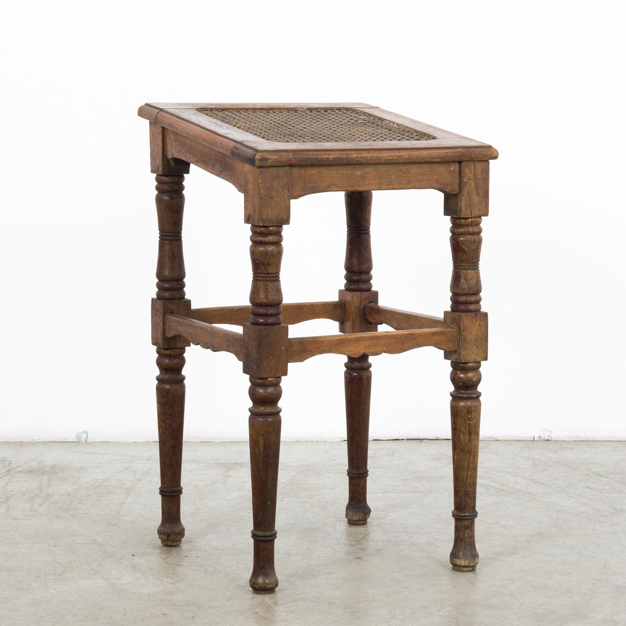 French Provincial Antique Belgian Wooden Stool For Sale