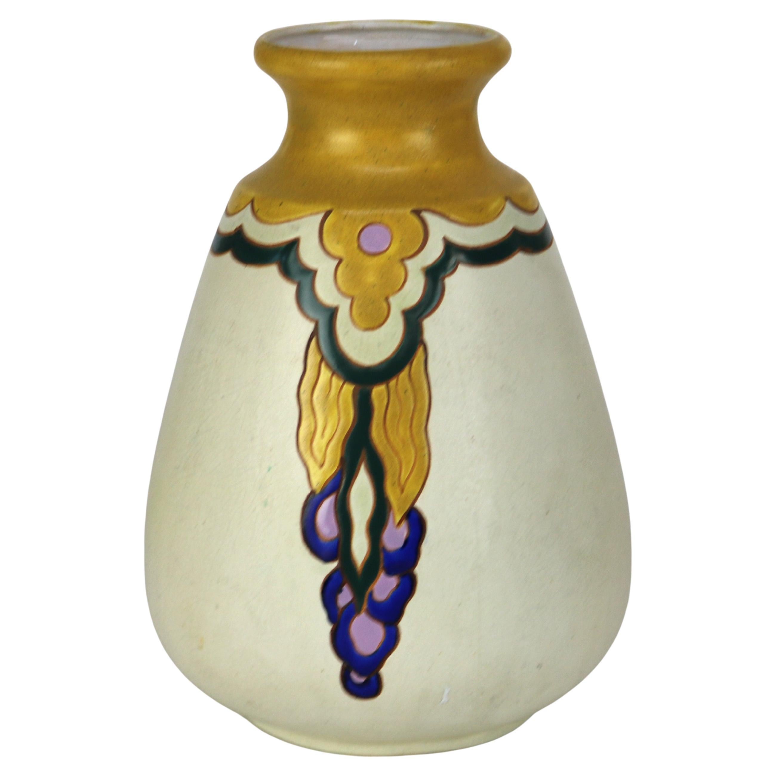 Antike Belgien Art Deco Matt Glasur Keramik Vase C1930
