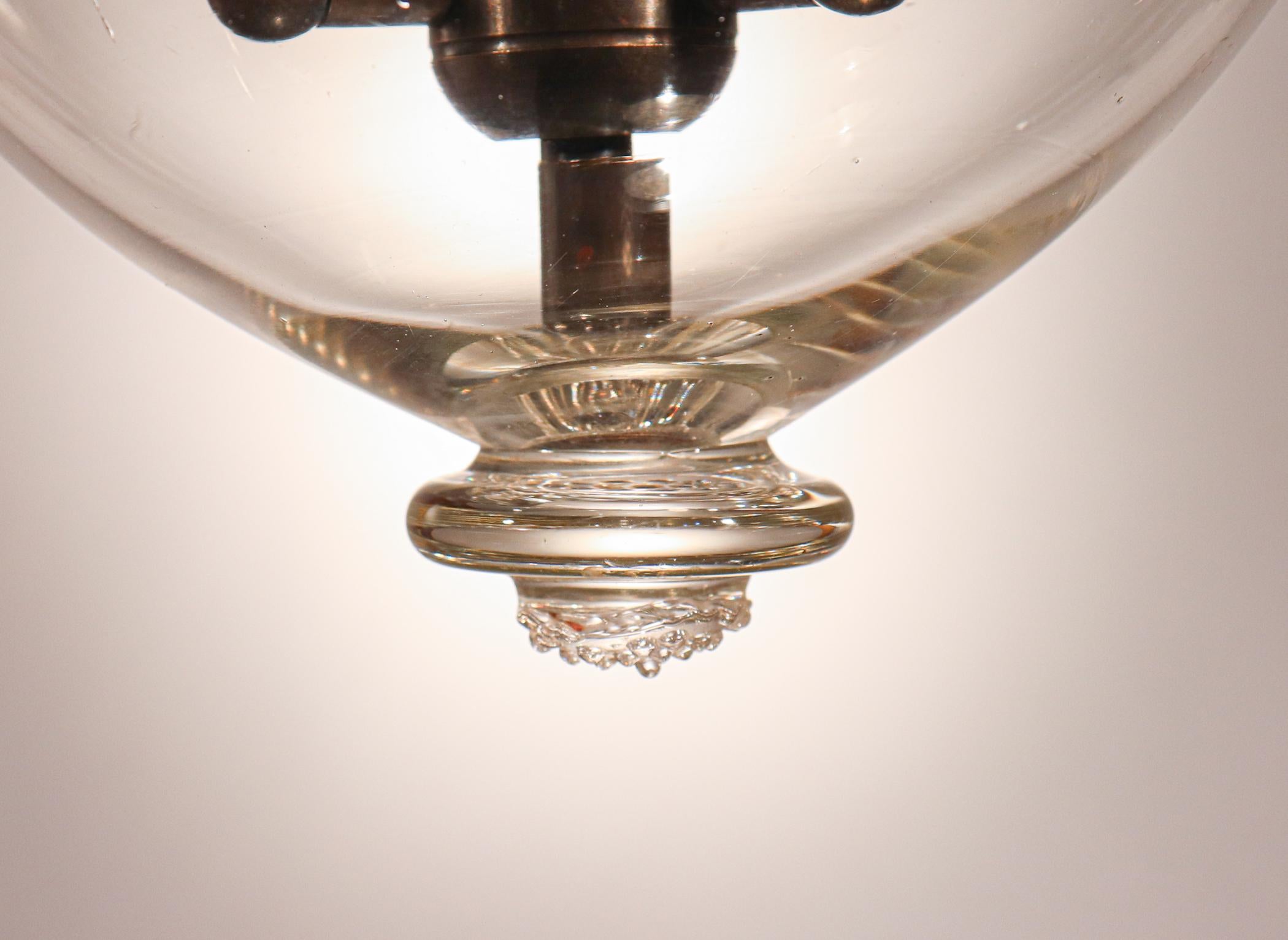 19th Century Antique Bell Jar Lantern with Diamond Etching