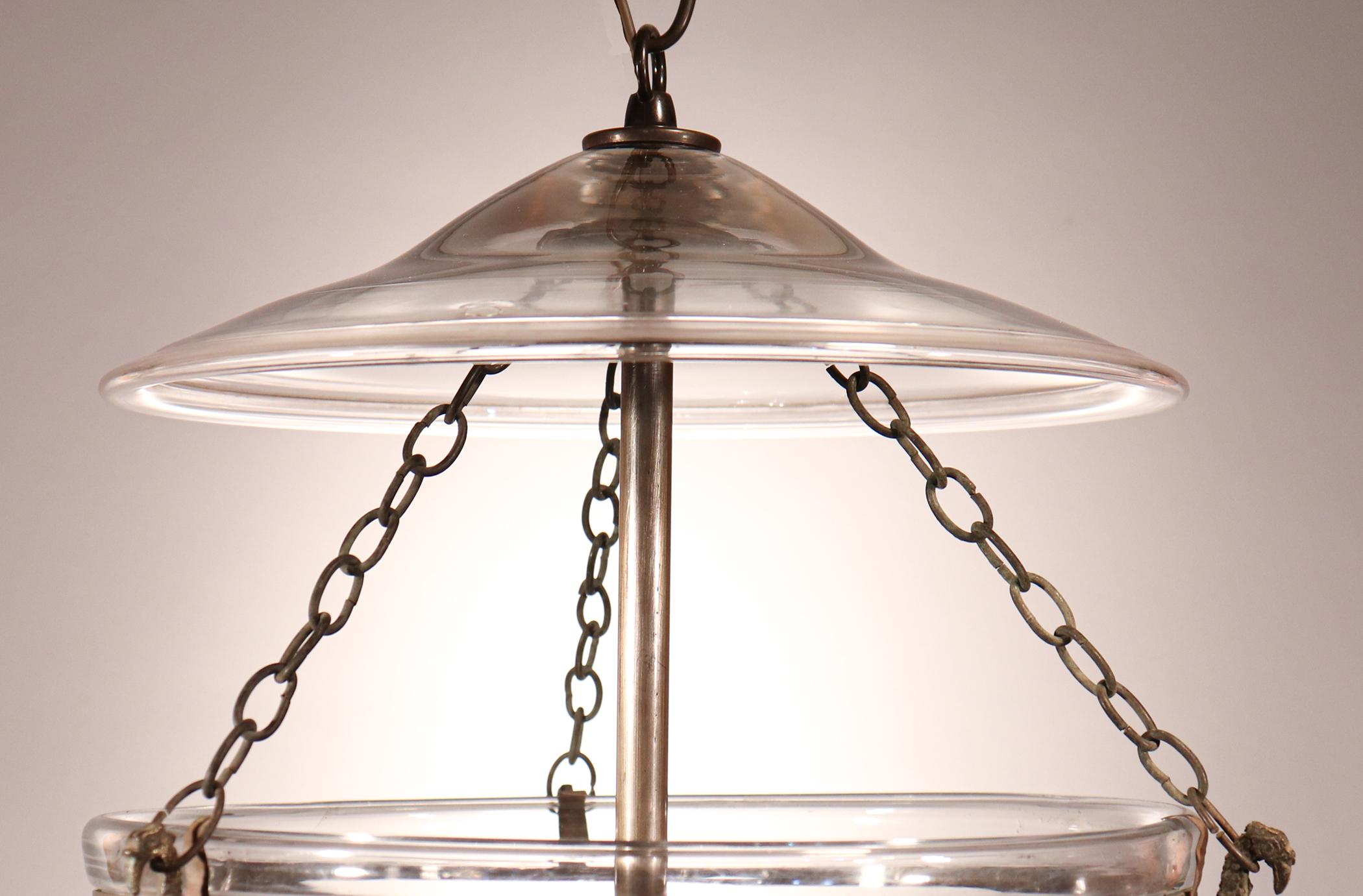 19th Century Antique Bell Jar Lantern with Diamond Etching