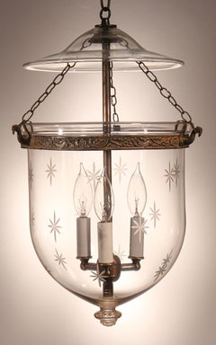 Antique Bell Jar Lantern with Etched Stars