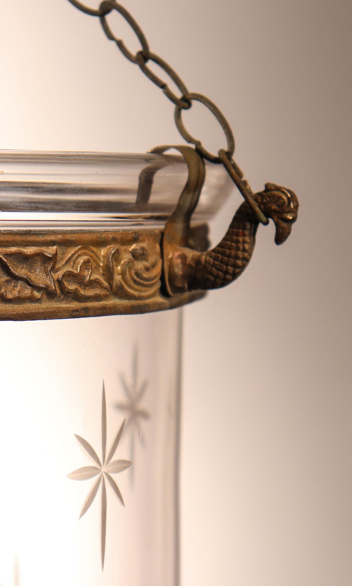 Embossed Antique Bell Jar Lantern with Etched Stars