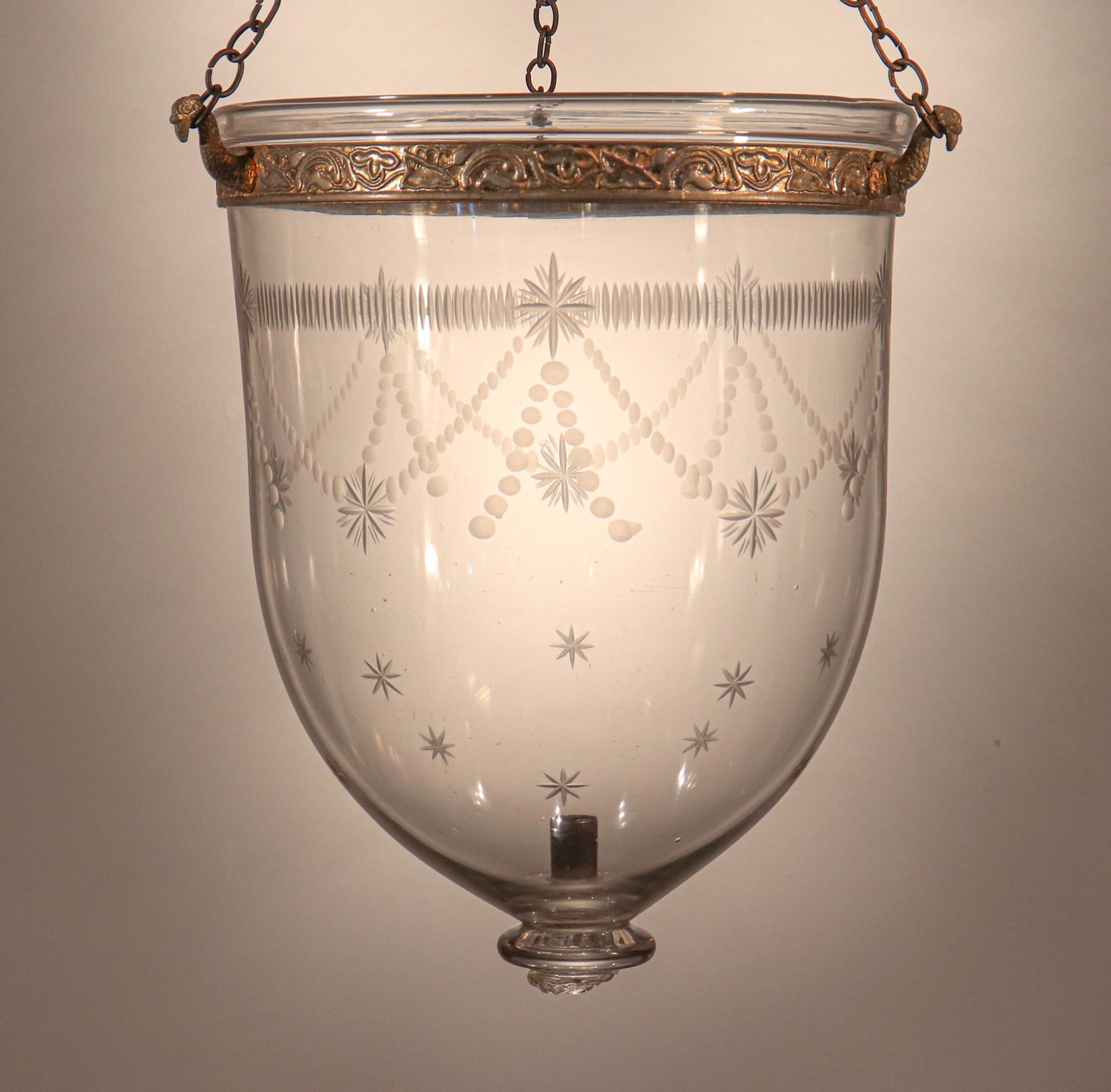 Antique Bell Jar Lantern with Federal Etching 3