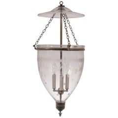 Antique Bell Jar Lantern with Federal Etching