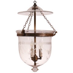 Antique Bell Jar Lantern with Federal Etching