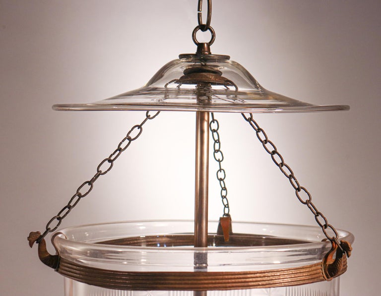 19th Century Antique Bell Jar Lantern with Federal-Style Etching