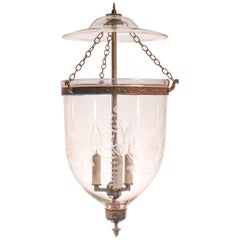 Antique Bell Jar Lantern with Floral Etching