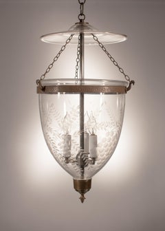 Antique Bell Jar Lantern with Grape Etching