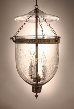 Antique Bell Jar Lantern with Grape Etching