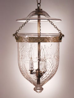 Antique Bell Jar Lantern with Grape Etching
