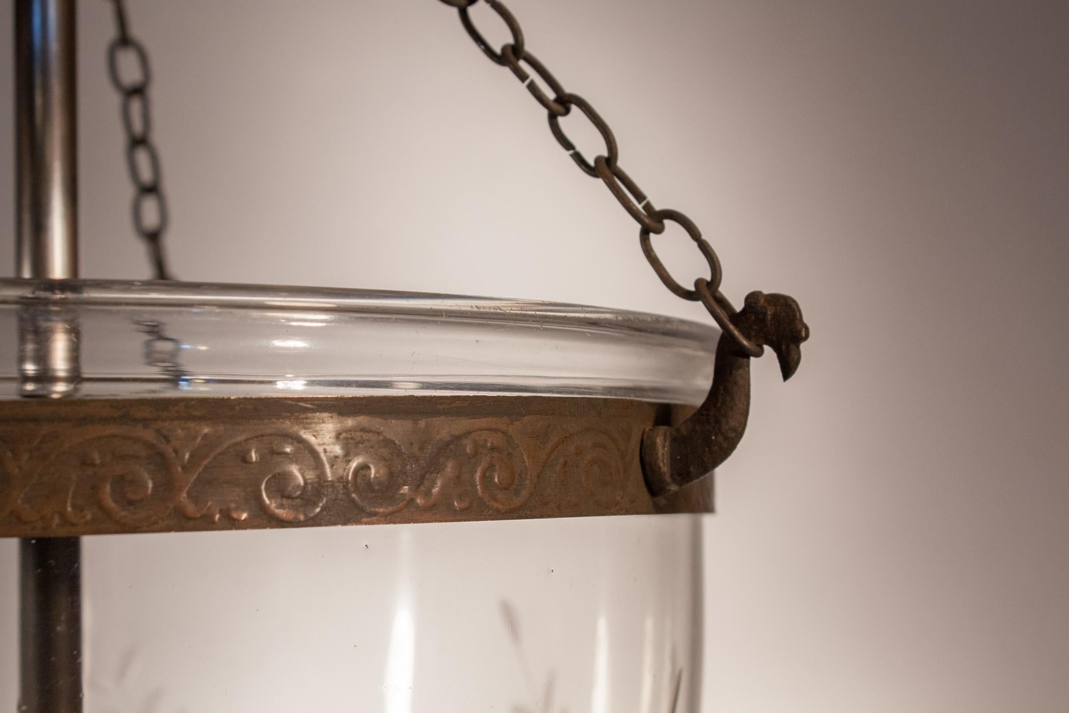 Antique Bell Jar Lantern with Grape Etching 1