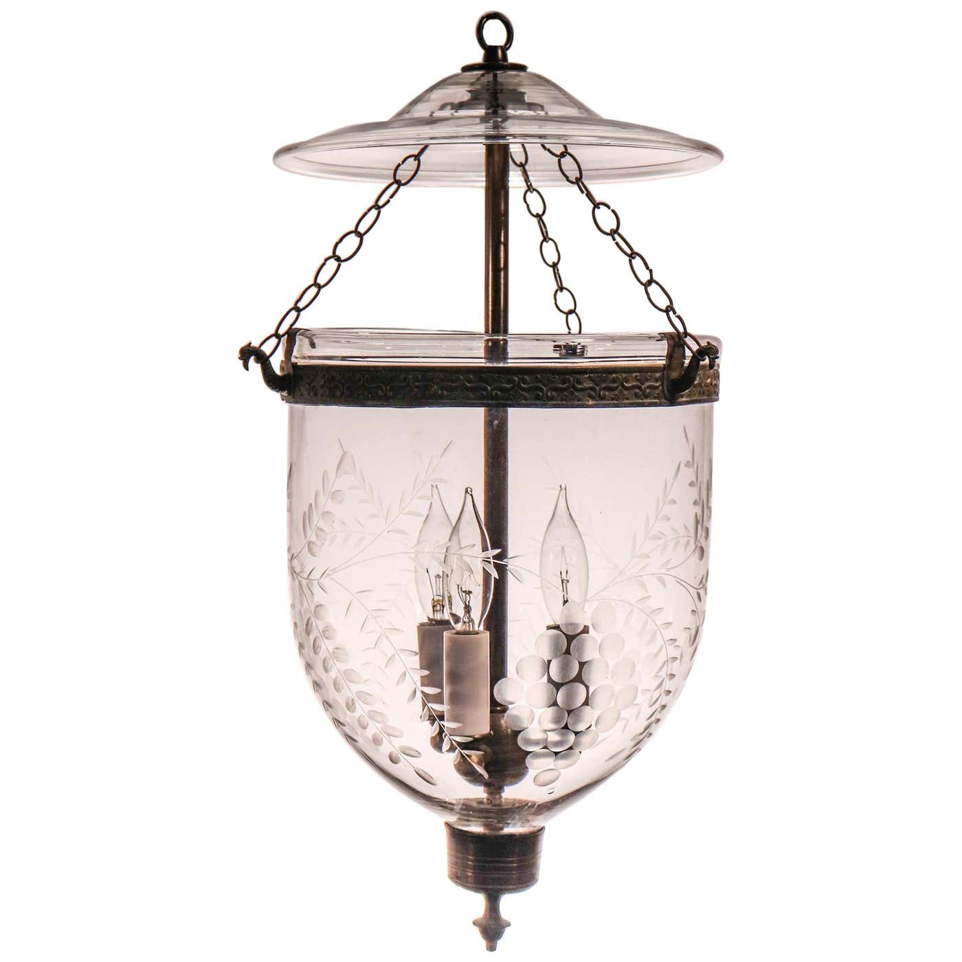 Antique Bell Jar Lantern with Grape Etching at 1stDibs | antique bell ...