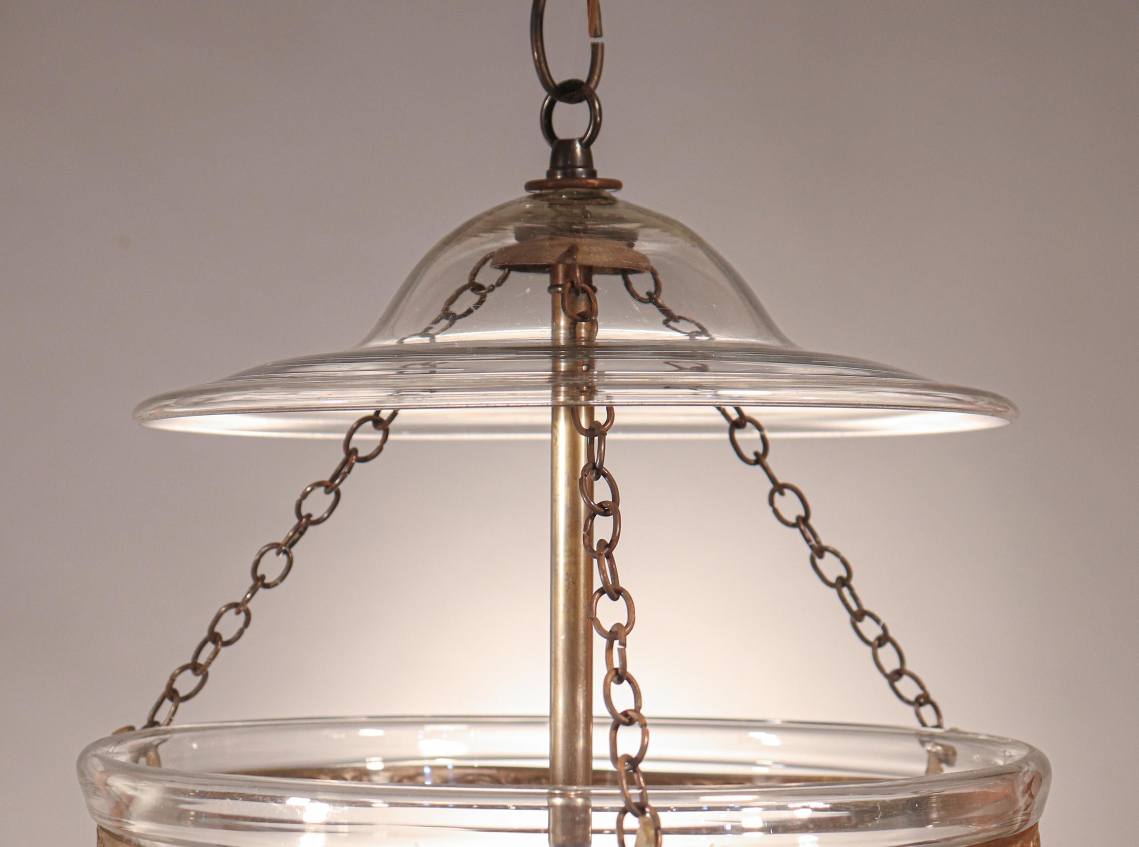 Brass Antique Bell Jar Lantern with Star Etching