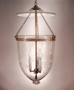 Antique Bell Jar Lantern with Trellis Etching