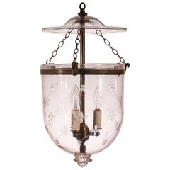 Antique Bell Jar Lantern with Trellis Etching