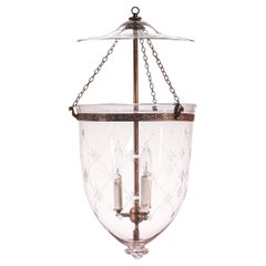 Antique Bell Jar Lantern with Trellis Etching