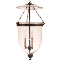 Antique Bell Jar Lantern with Vine Etching