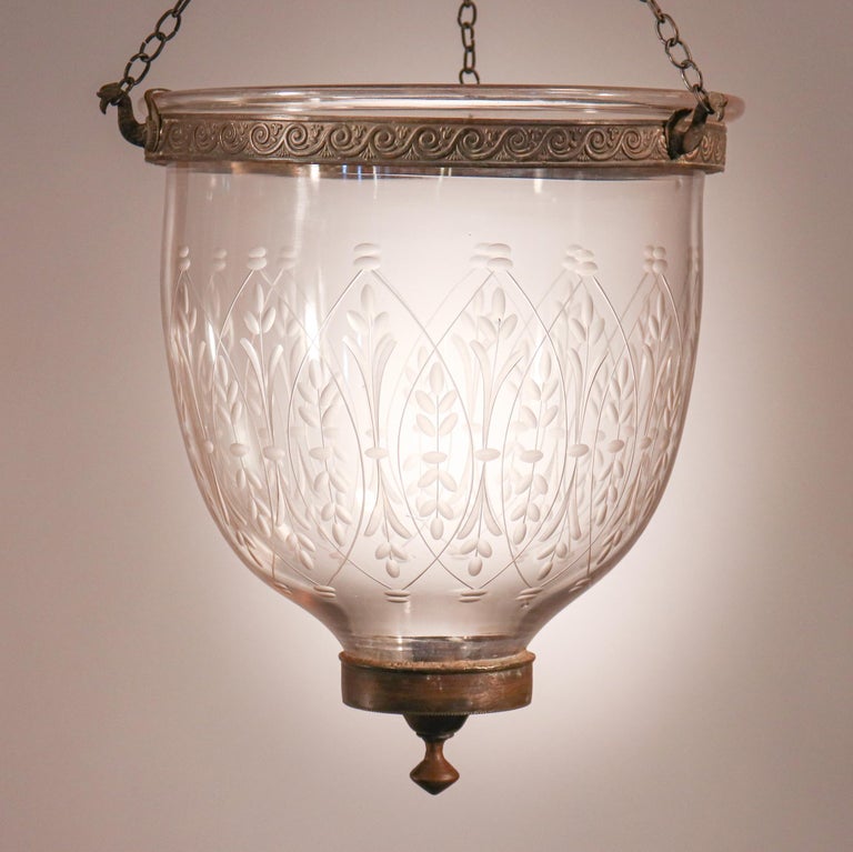 Antique Bell Jar Lantern with Wheat Etching For Sale 2