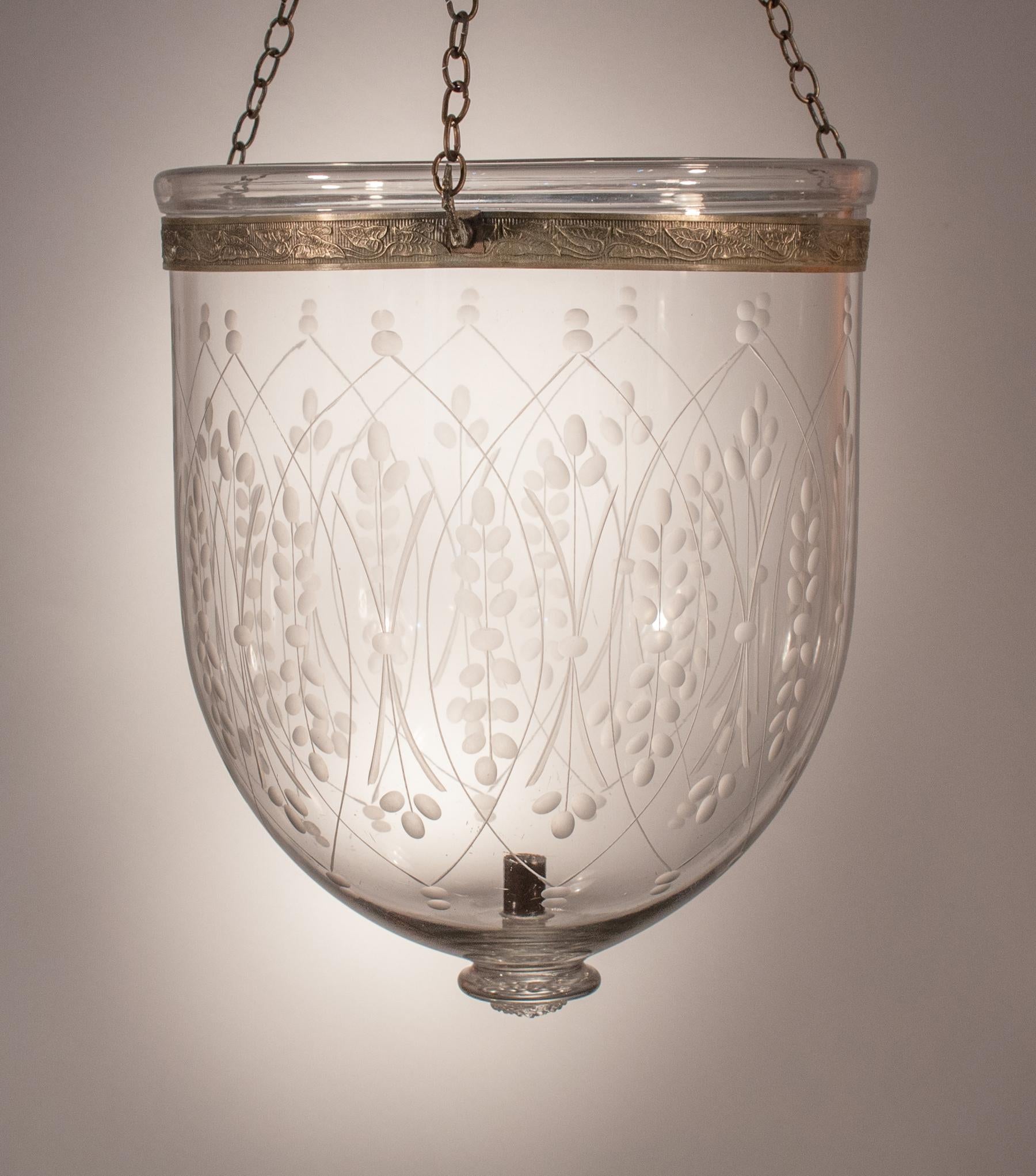 Antique Bell Jar Lantern with Wheat Etching 4