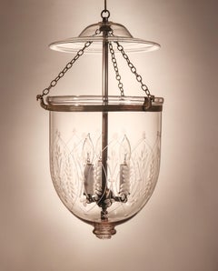 Antique Bell Jar Lantern with Wheat Etching