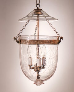 Antique Bell Jar Lantern with Wheat Etching