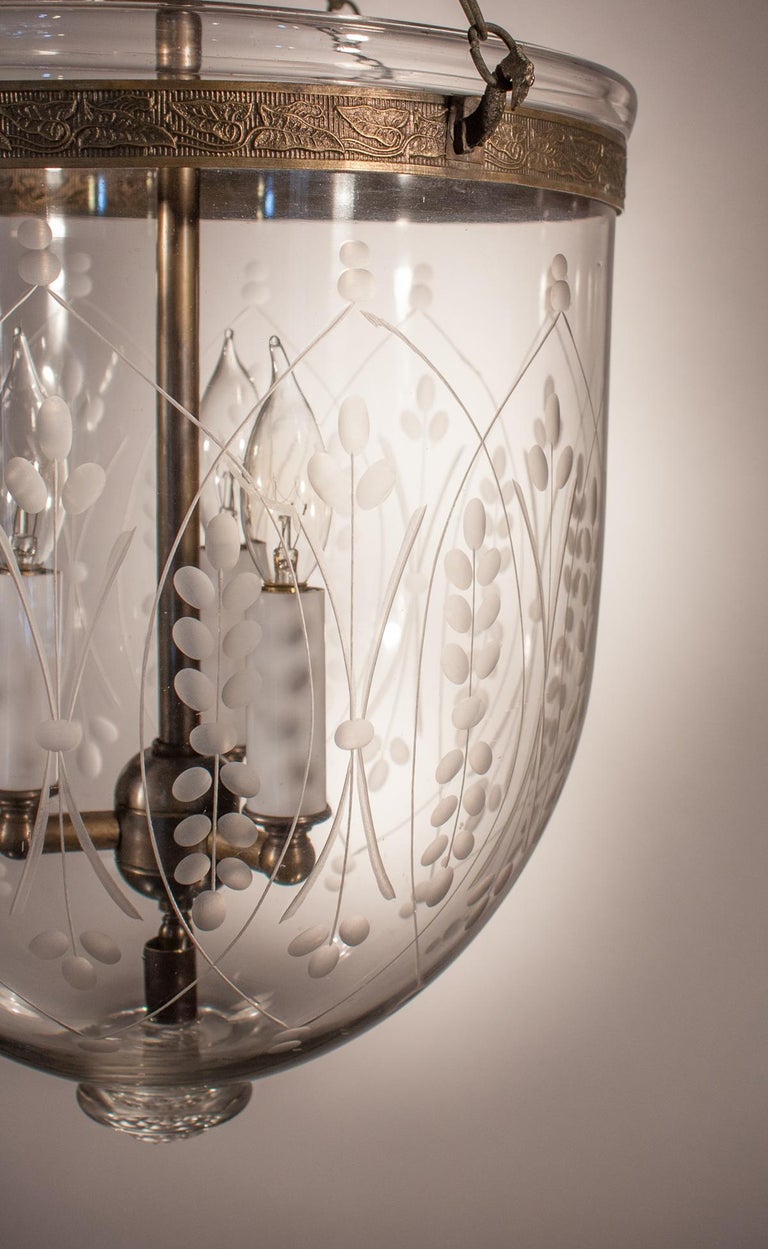 Antique Bell Jar Lantern with Wheat Etching at 1stDibs