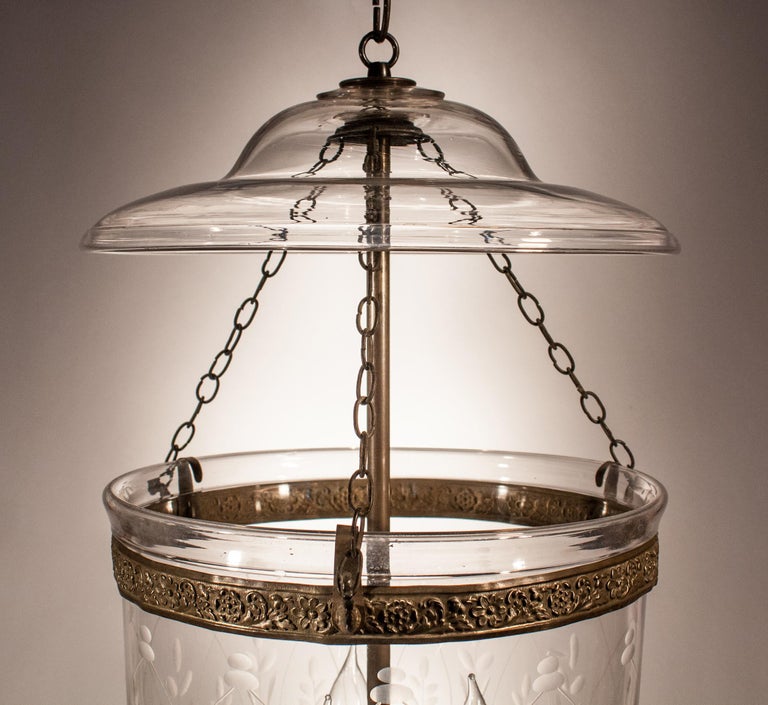 Antique Bell Jar Lantern with Wheat Etching at 1stDibs
