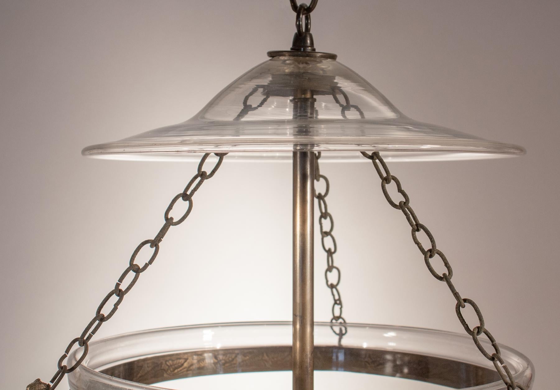 19th Century Antique Bell Jar Lantern with Wheat Etching