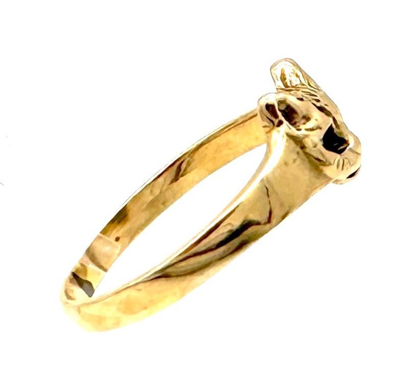 da uomo o donna Antico anello Belle Epoque in oro 14K con faccia di gatto Fine XIX secolo in vendita