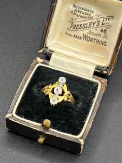 Antique Belle Époque 18ct Gold & Platinum Illusion Set Diamond Five Stone Ring