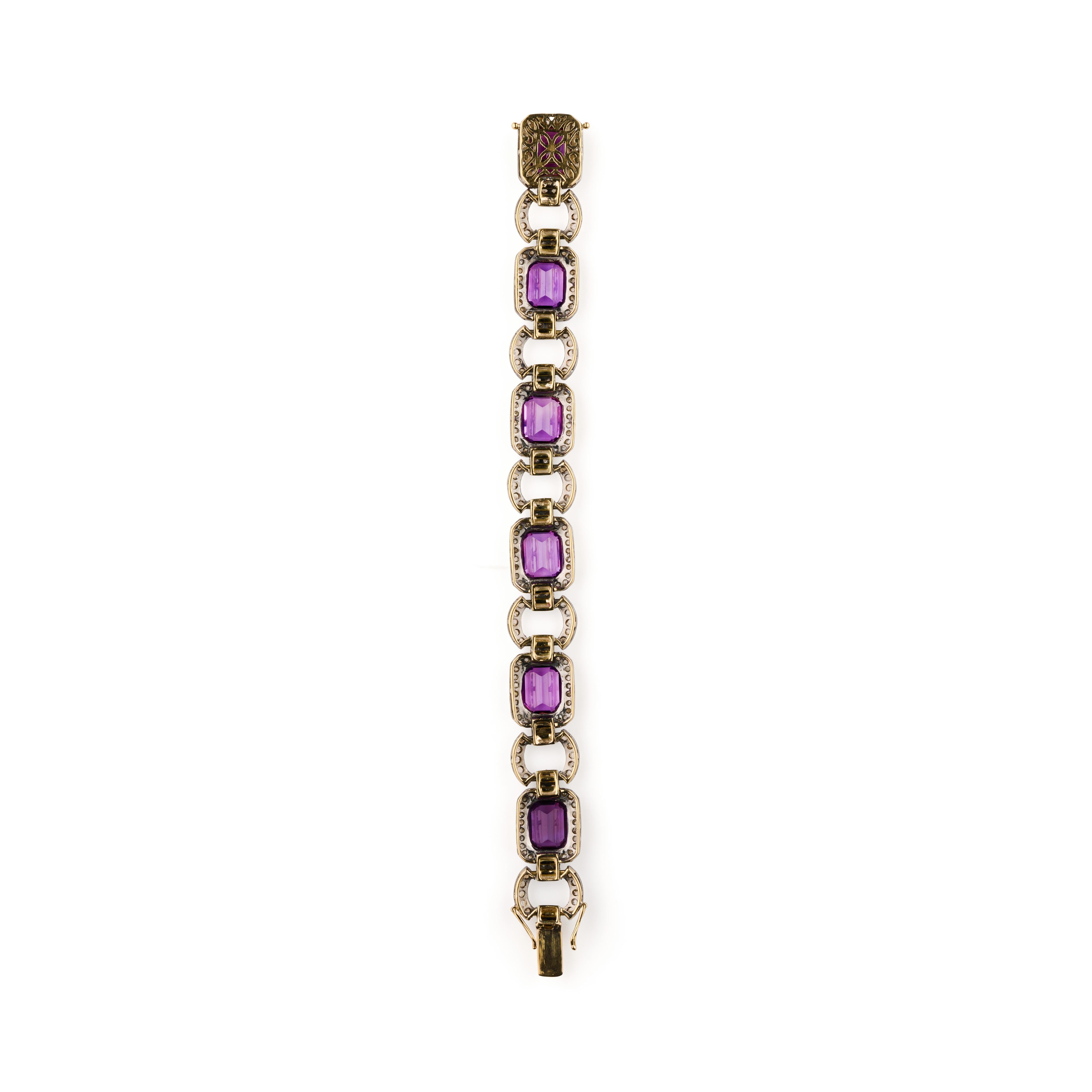 Antique Belle Epoque 25 carat natural amethyst bracelet For Sale 3