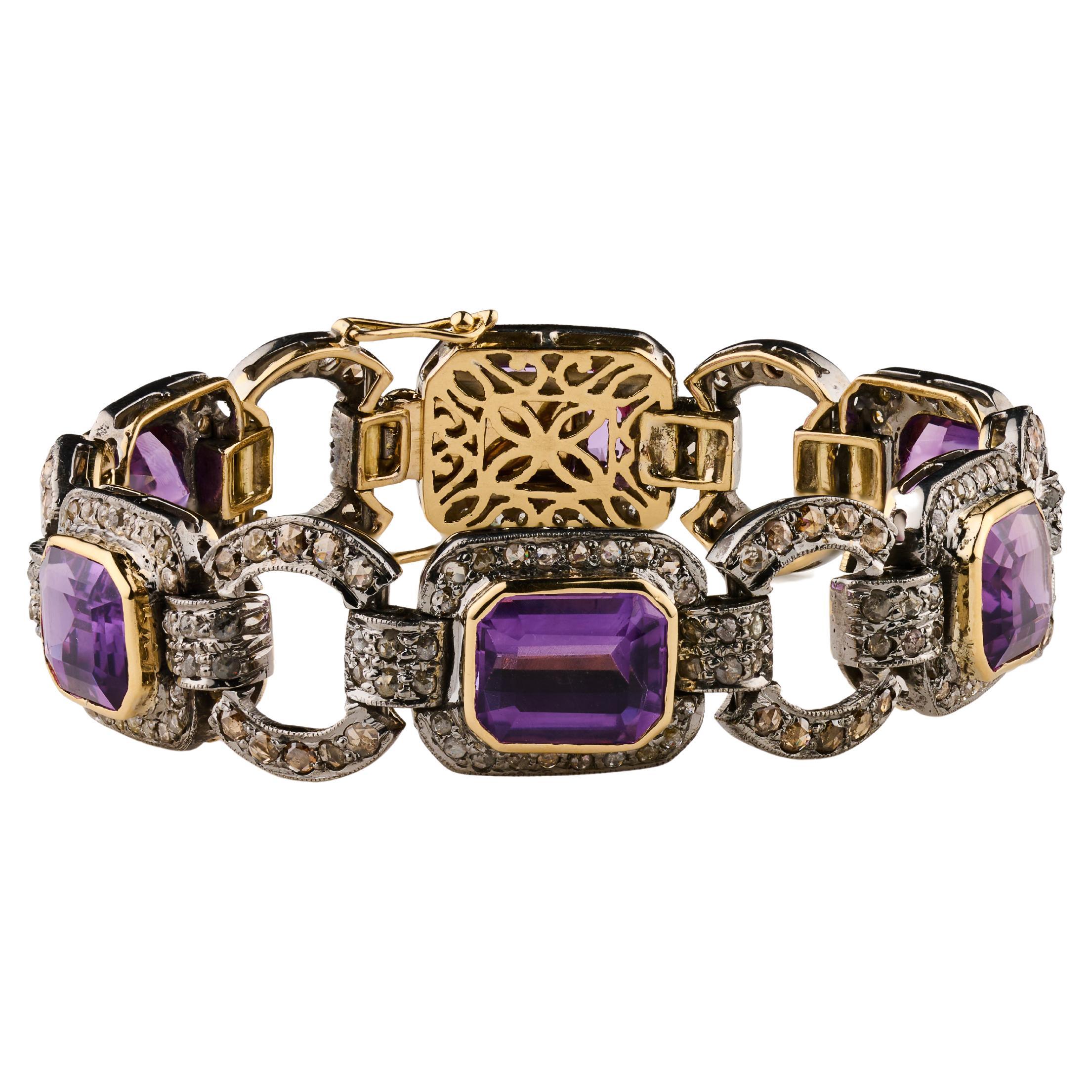 Antique Belle Epoque 25 carat natural amethyst bracelet