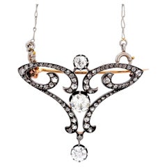 Broche-pendentif transformable antique de la Belle Époque, sertie d'un diamant de 2 carats à taille ancienne