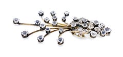 Antique Belle Époque Band Head Ornament Brooch Silver Silver Gilt Crystal