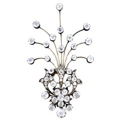 Antique Belle Époque Band Head Ornament Brooch Silver Silver Gilt Crystal