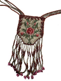 Antique Belle Époque Beaded Necklace Sautoir Polychrome Facetted Metal Beads