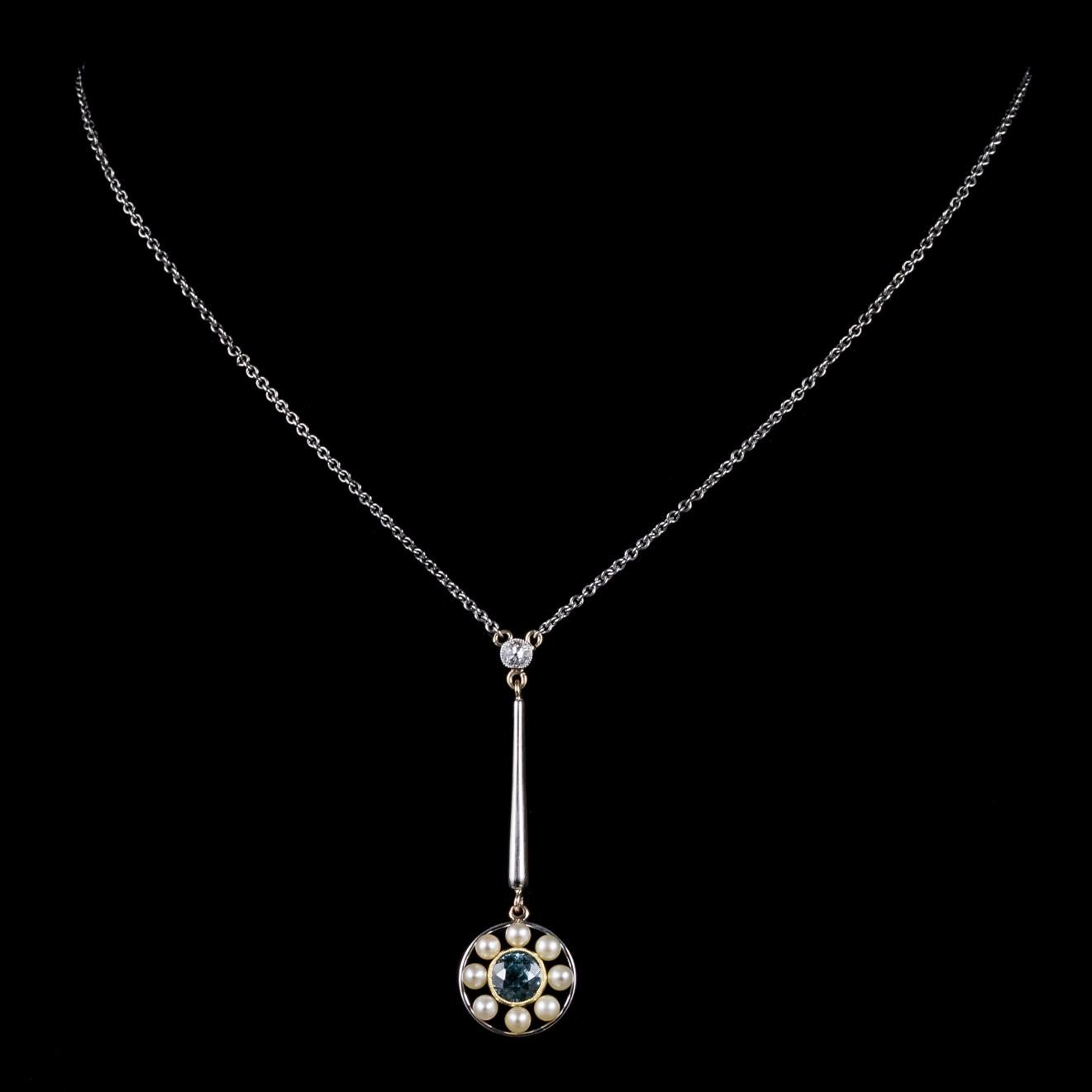 This fabulous antique Belle Epoque Lavaliere necklace is from the Edwardian era, Circa 1910.  

The Belle Époque, or the ‘Beautiful era’ spanned three distinct jewellery periods from 1890 -1915. This was a time of increasing wealth and flourishing