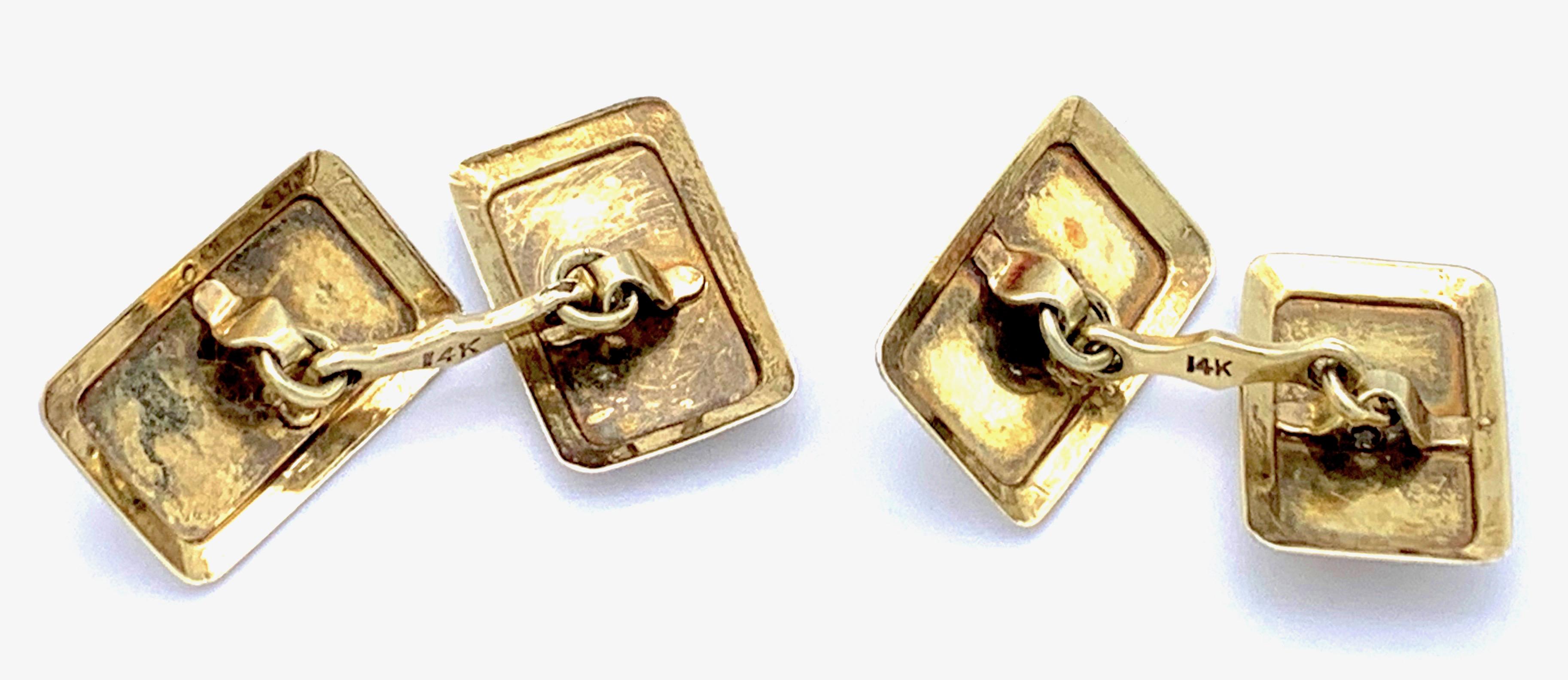 Antike Belle Époque Manschettenknöpfe Cabochon Saphir Diamant Gelbgold Platin für Damen oder Herren im Angebot