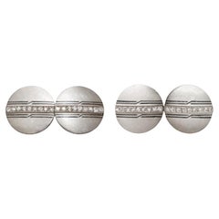 Antique Belle Époque Cufflinks Platinum Diamond Enamel